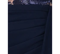 Betsy & Adam Women's Boat Neck Scuba Ruffle Dress