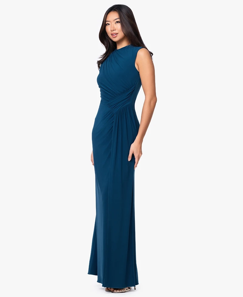 Betsy & Adam Women's Mock Neck Ruched Dress