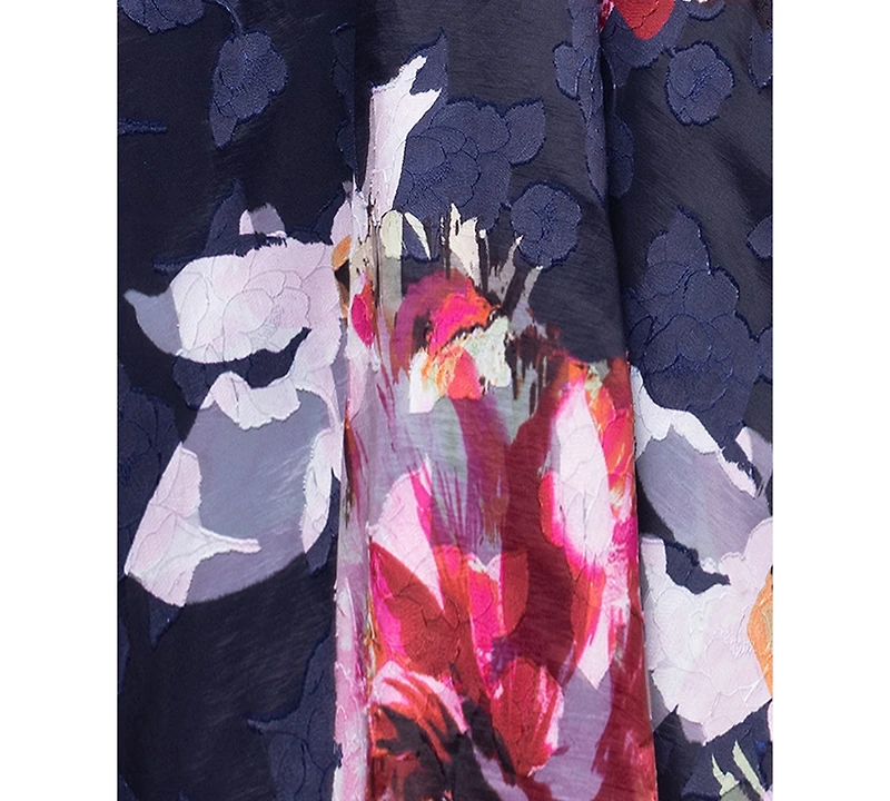 Betsy & Adam Women's V-Neck Burnout Floral Dress