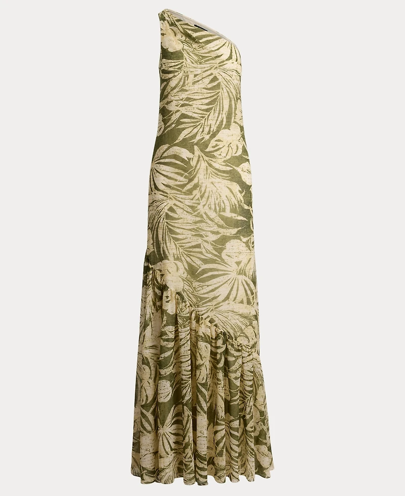Lauren Ralph Print Georgette One-Shoulder Gown