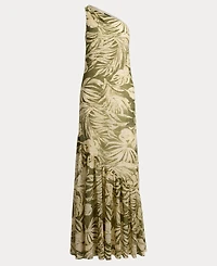 Lauren Ralph Print Georgette One-Shoulder Gown