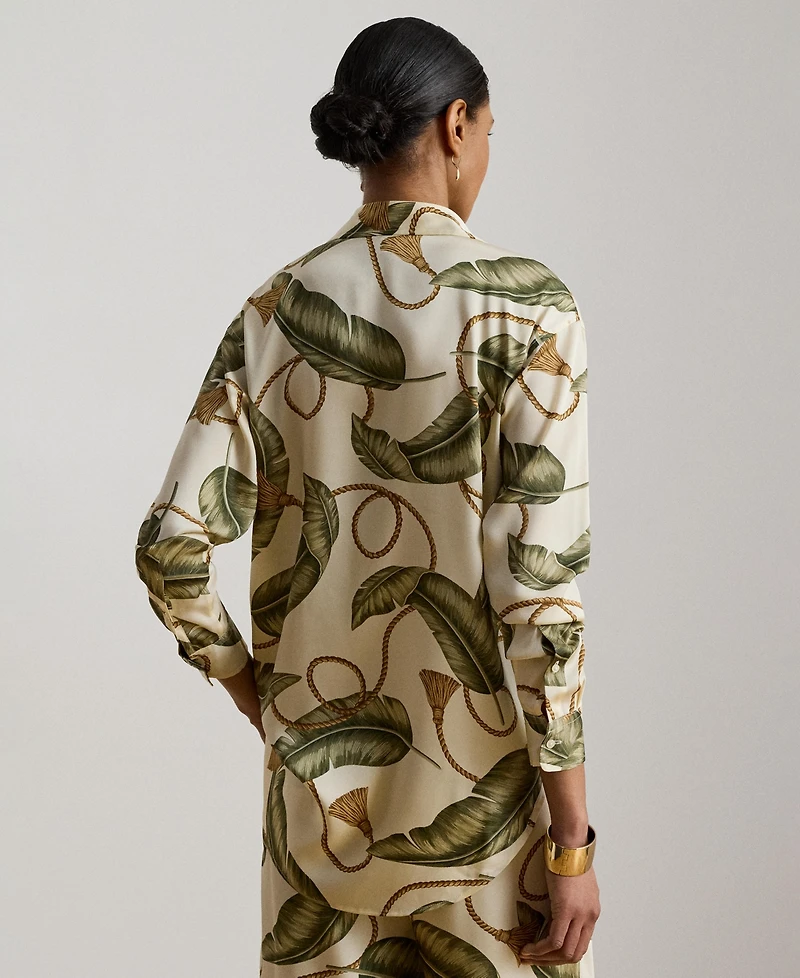 Lauren Ralph Women's Point Collar Rope-Print Twill Shirt