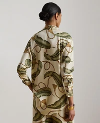 Lauren Ralph Women's Point Collar Rope-Print Twill Shirt