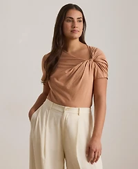 Lauren Ralph Women's Straight-Fit Twist-Neck T-Shirt