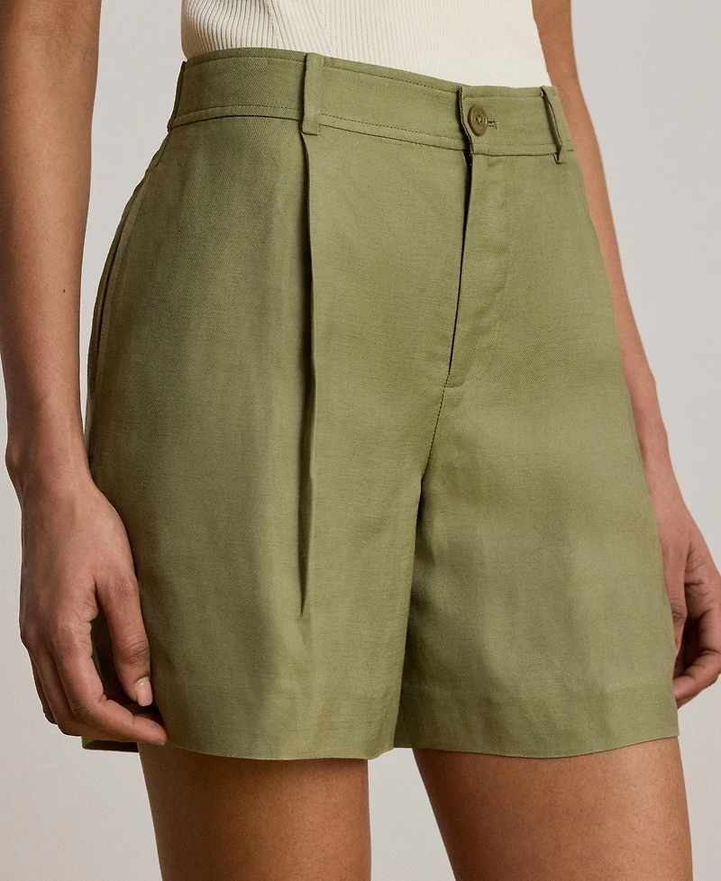 Lauren Ralph Women's High-Rise Pleated Twill Shorts