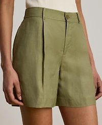 Lauren Ralph Women's High-Rise Pleated Twill Shorts