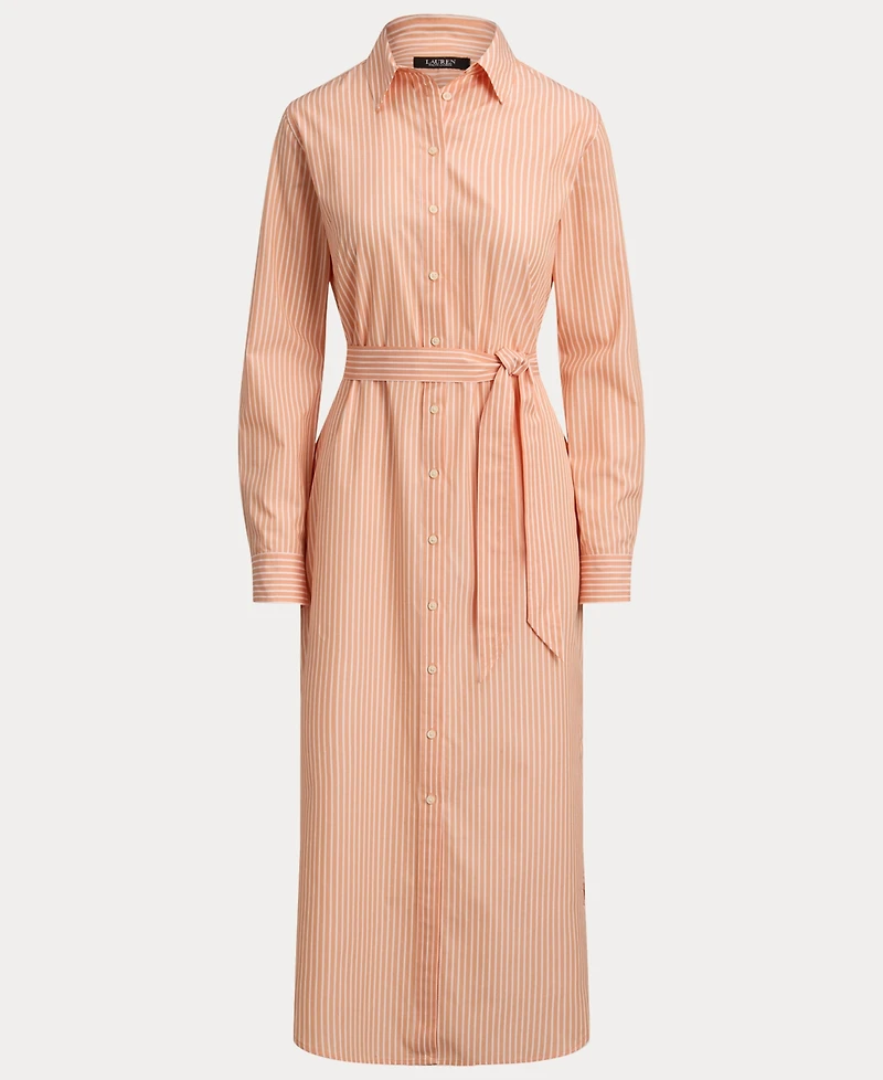 Lauren Ralph Women's Point Collar Striped End-On-End Shirt Dress