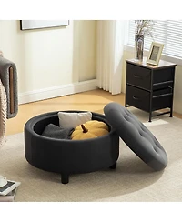 Streamdale Furniture Upholstered Round Storage Ottoman with Reversible Lid