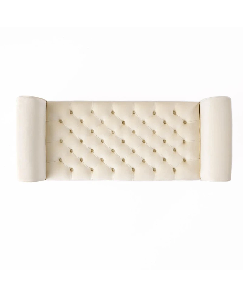 Streamdale Furniture Ivory Fabric Storage Bench with Rolled Arms