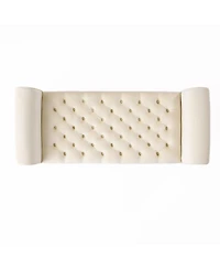 Streamdale Furniture Ivory Fabric Storage Bench with Rolled Arms