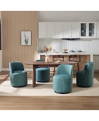 Streamdale Furniture Swivel Barrel Dining Chair, Mid Century Modern Linen Accent Chair