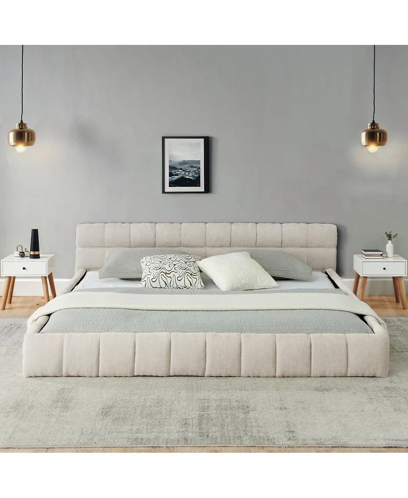 Streamdale Furniture Cal King Upholstered Platform Bed, Chenille