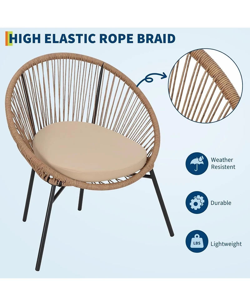 gaomon 3 Piece Outdoor Bistro Set Wicker Chairs Glass Table Weather Resistant Patio Furniture for Garden Deck Backyard