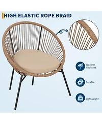 gaomon 3 Piece Outdoor Bistro Set Wicker Chairs Glass Table Weather Resistant Patio Furniture for Garden Deck Backyard