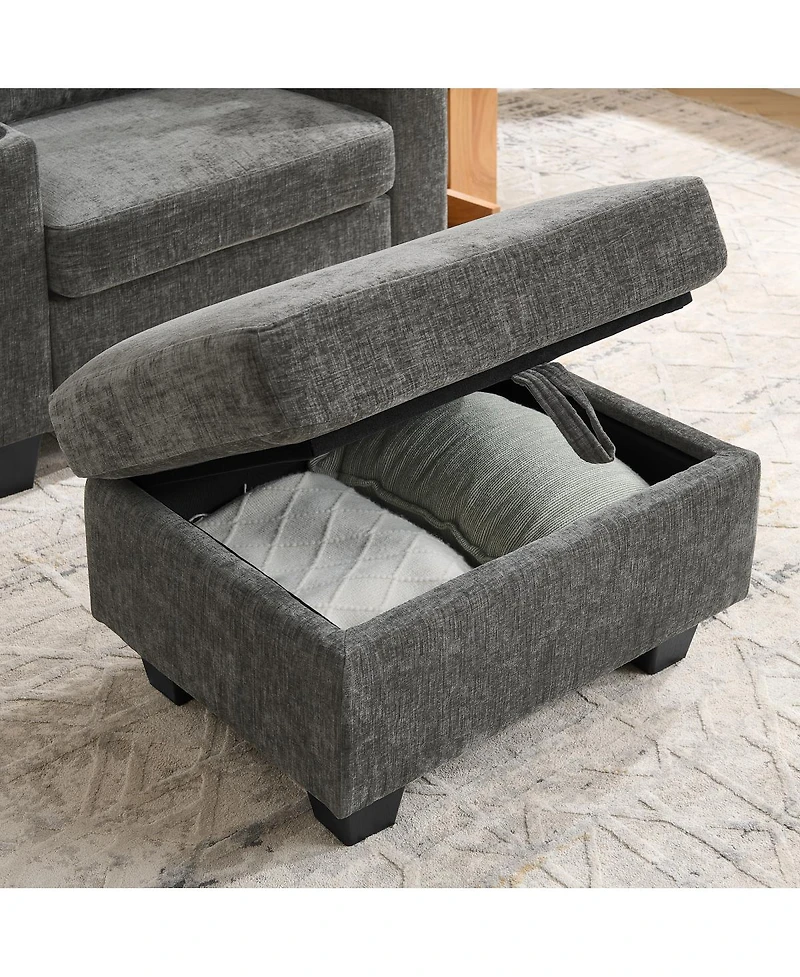 Streamdale Furniture Recliner Sofa with Usb Stand Storage Ottoman