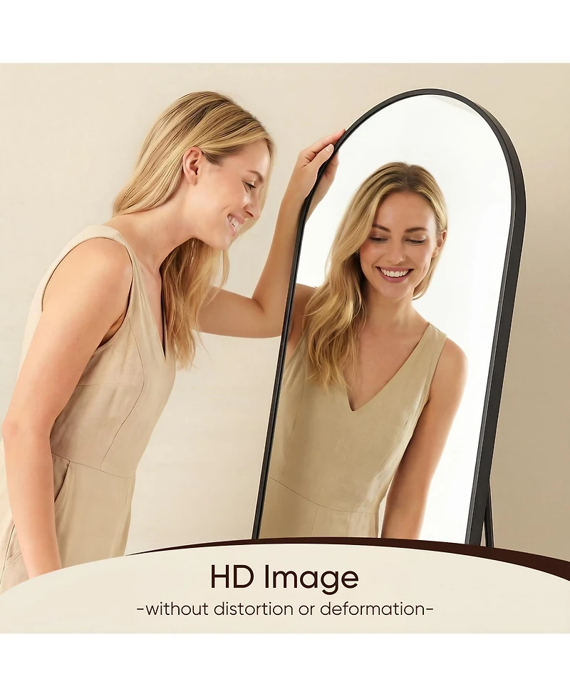 Antok Full Length Mirror, 64"x21" Floor Mirror, Arch Floor Standing Mirror Freestanding Arch Full Body with Stand for Bedroom