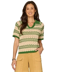 Democracy Women's Short-Sleeve Cotton Polo Top