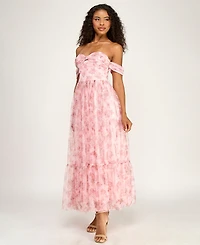 Seni & Cade Women's Floral Ruffle Hem Off-The-Shoulder Dress
