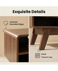 Streamdale Furniture Mid-Century Modern Tv Stand with Slatted Sliding Door