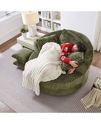 Streamdale Furniture Swivel Corduroy Sofa Chair with 5 Pillows
