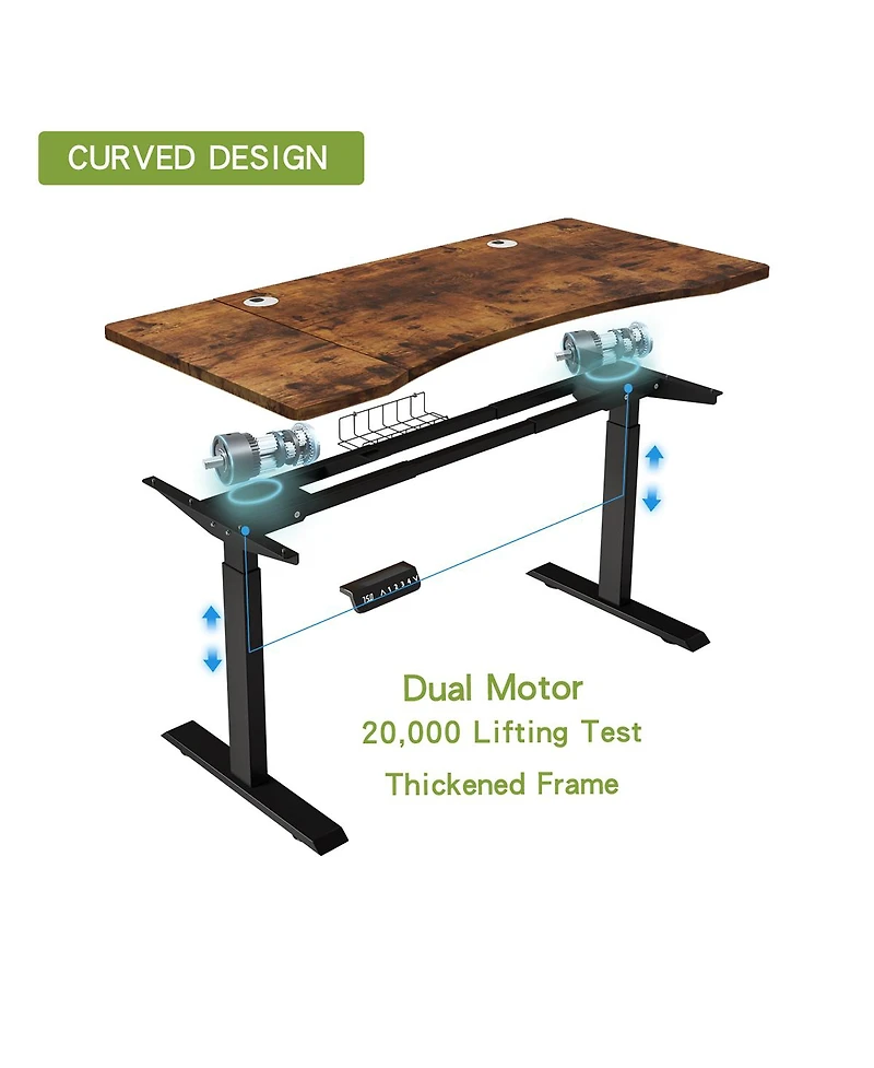 Streamdale Furniture 63"x30" Dual Motor Curve Electric Standing Desk
