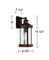 John Timberland Stan Industrial Outdoor Wall Light Fixtures Set of 2 Dark Wood Motion Sensor 15 Clear Glass for Porch Patio