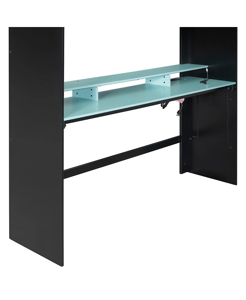 Streamdale Furniture Twin Bunk Bed with Desk, Shelves and Lamp