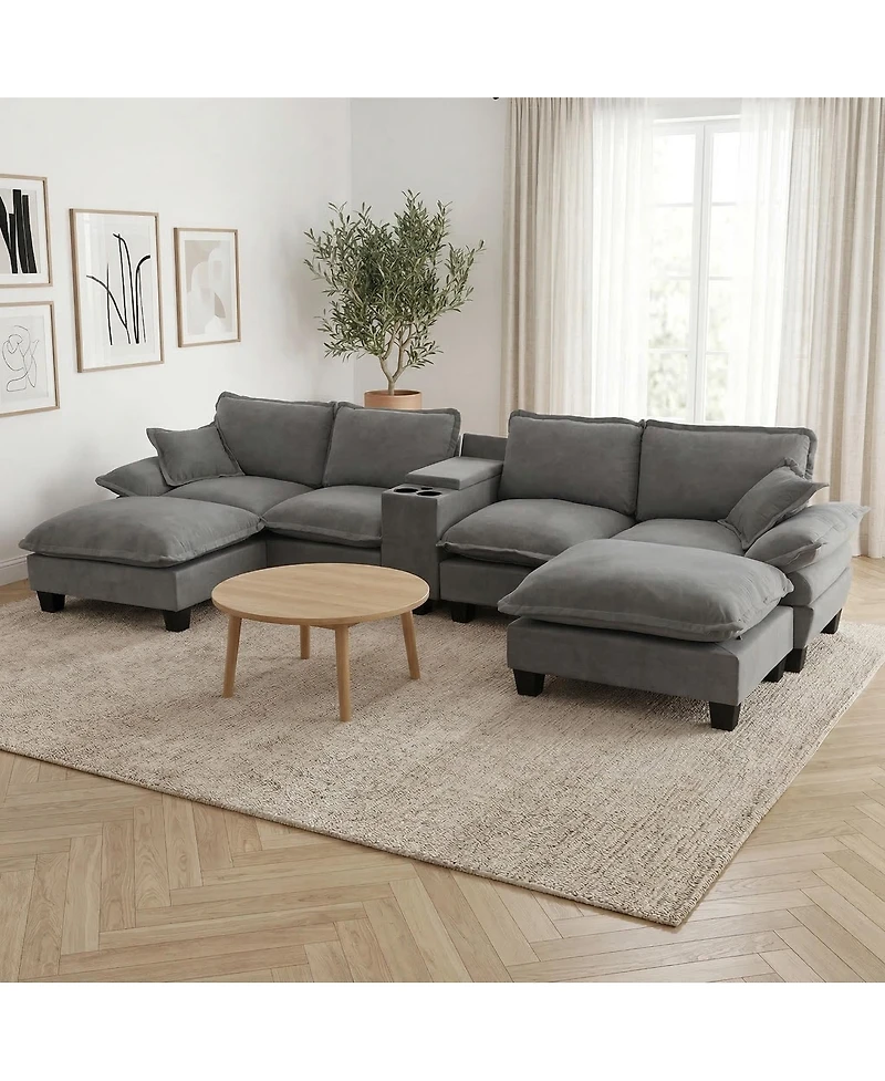 Streamdale Furniture Modular U-Shape Cloud Couch with Storage and Usb