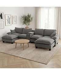 Streamdale Furniture Modular U-Shape Cloud Couch with Storage and Usb