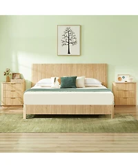 Streamdale Furniture King Size Wooden corrugated curved lines, No Box Spring Needed