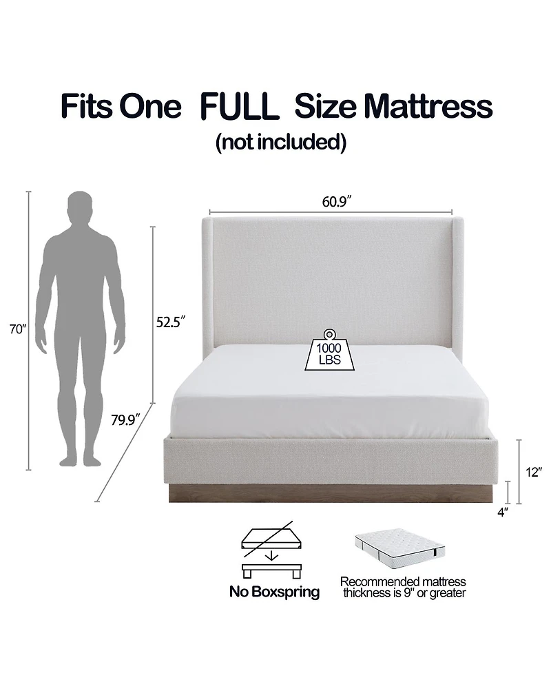 Streamdale Furniture Oat Boucle Wingback Platform Bed