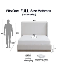 Streamdale Furniture Oat Boucle Wingback Platform Bed