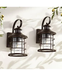 John Timberland Hogan High Traditional Outdoor Wall Light Fixture Mount Porch House Set of 2 Motion Sensor Bronze Finish