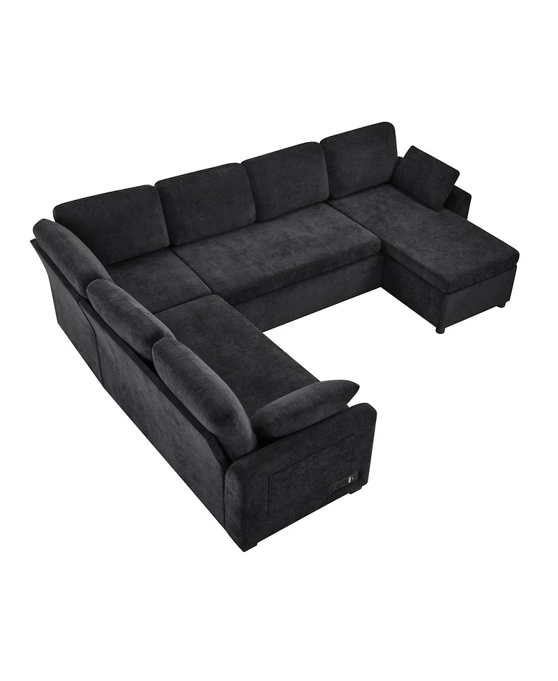 Streamdale Furniture U-Shape Sectional Sofa Bed with Storage