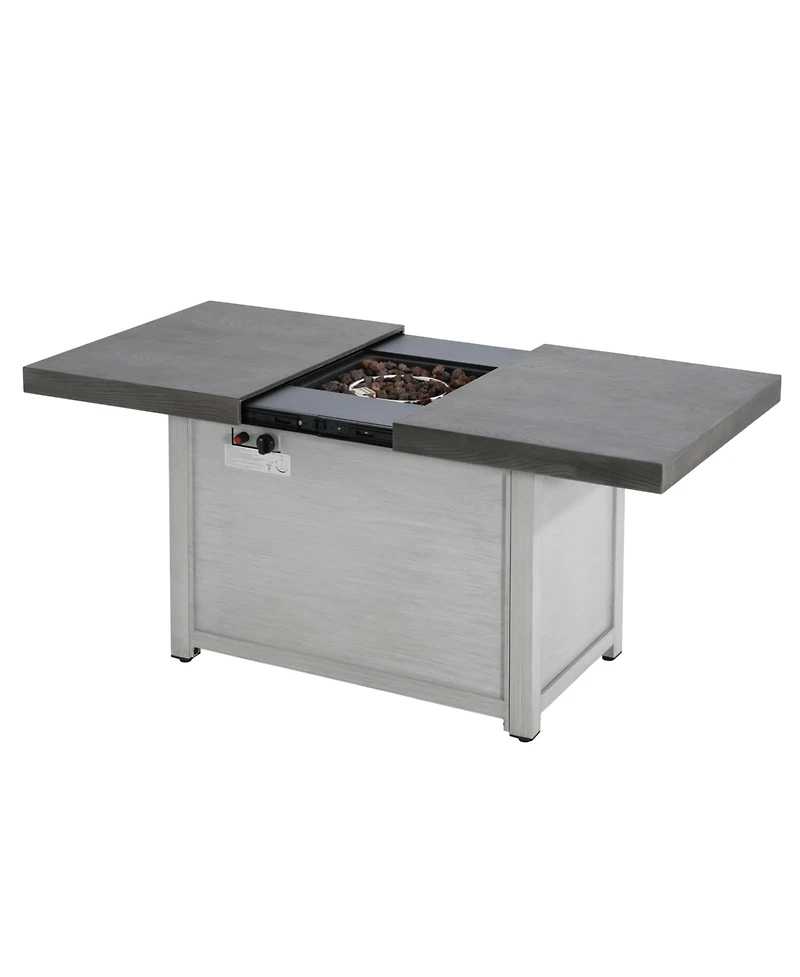 Flynama Extendable Rectangle Aluminum Alloy Fire Pit Table 50000 Btu Top Galvanized Steel Frame