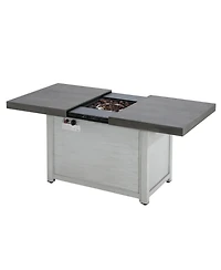 Flynama Extendable Rectangle Aluminum Alloy Fire Pit Table 50000 Btu Top Galvanized Steel Frame