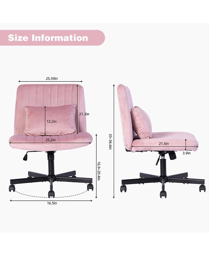 Streamdale Furniture Velvet Criss Cross Armless Office Chair