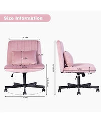 Streamdale Furniture Velvet Criss Cross Armless Office Chair