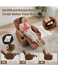 gaomon 360° Swivel Rocker Recliner Chair with Massage & Heat, Comfortable Glider Reclining Chair for Adults, Fabric Lounge Chair for Living Room