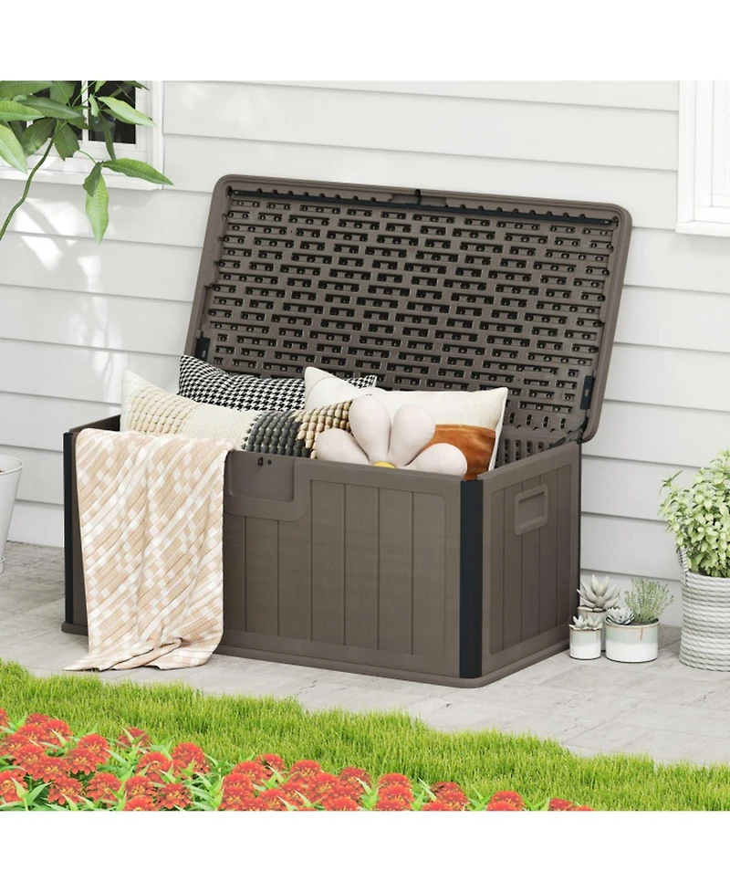 Gouun 100-Gallon Hdpe Lockable Deck Box with Gas Strut Lid