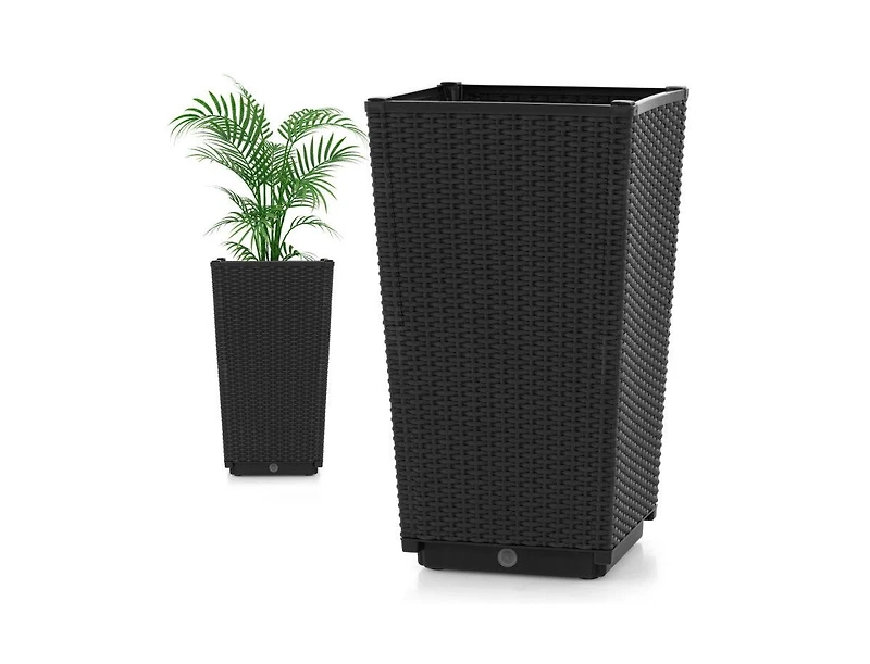 Lucky One Outdoor Wicker Planter Set of 2 with Drainage Hole, Tall Flower Pots