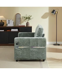 Streamdale Furniture Loveseat Sleeper Sofa with Usb Ports and Pillows