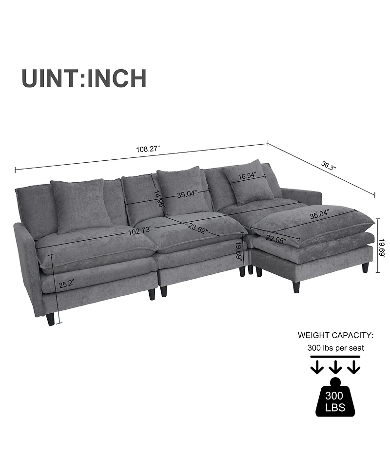 Streamdale Furniture L-Shaped Modular Chenille Sofa - Versatile Comfort and Style