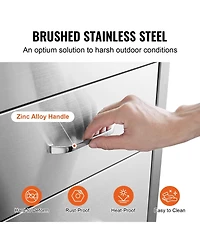 Sugift Triple Stainless Steel Outdoor Kitchen Drawers 16in W x 28.5in H x 20.5in D