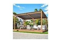 Aecojoy 16' x 10' Outdoor Wooden Gazebo, Patio Lean to Hardtop Pergolas and Gazebos