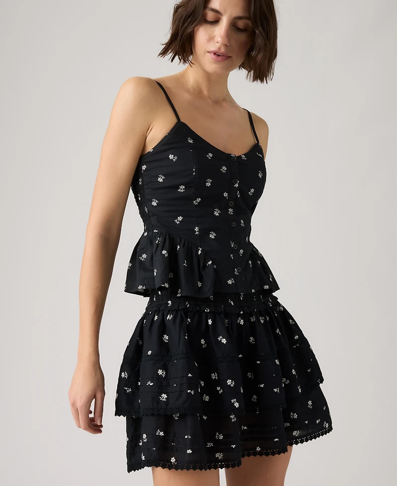 Levi's Women's Mid Rise Smocked Cotton Mini Skirt