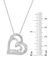 Diamond Double Heart Adjustable Pendant Necklace (1/4 ct. t.w.) in Sterling Silver