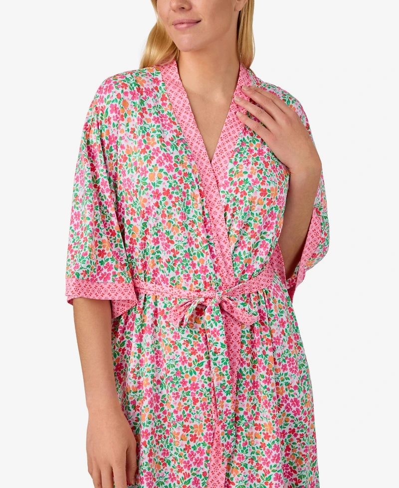 Ellen Tracy Women's Printed Wicking Jersey Short Robe