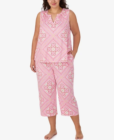 Ellen Tracy Plus Sleeveless Top & Cropped Pajama Pants, 2-Piece Set