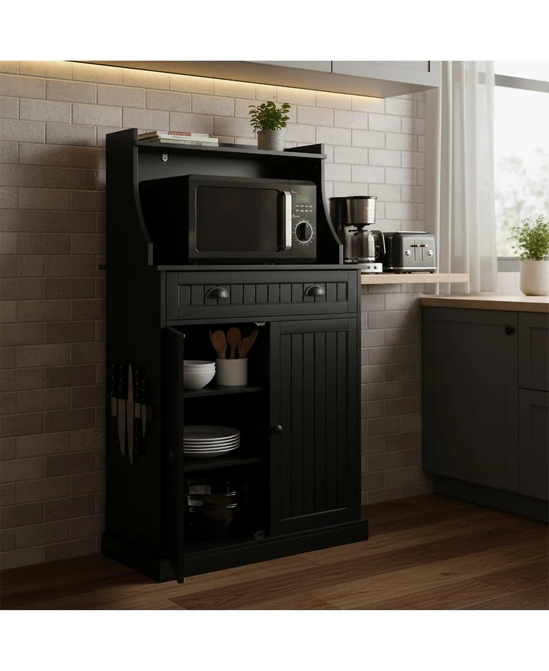 Yigii Kitchen Microwave Cabinet Stand Storage Drawers Adjustable Shelves Pantry Hutch